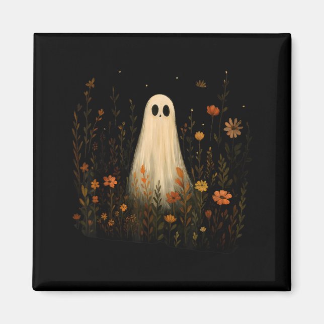 Imã Fantasma Em Um Prado Florido Design De Halloween O (Frente)