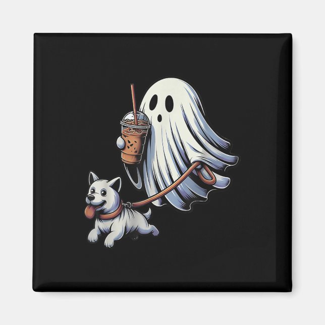 Imã Fantasma Engraçado Andando Cachorro Fantasma Noite (Frente)