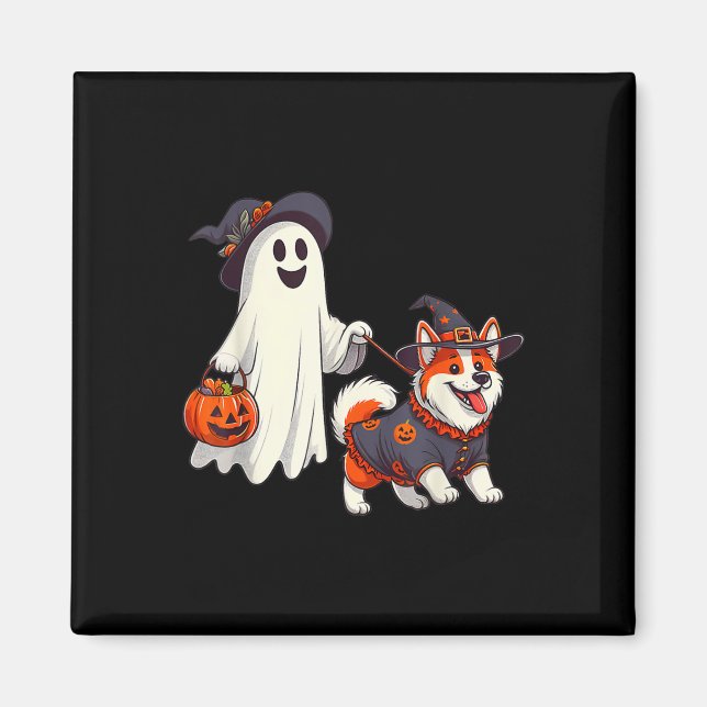 Imã Fantasma Engraçado Andando Cachorro Fantasma Noite (Frente)