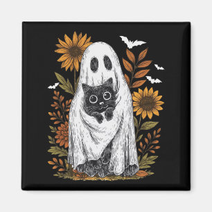Imã Fantasma Engraçado Segurando Gato Preto Gato Fanta