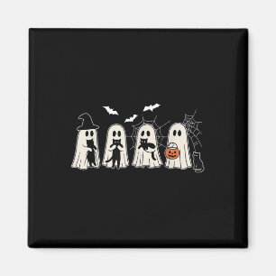 Imã Fantasma Engraçado Segurando Um Ghost Negro No Dia