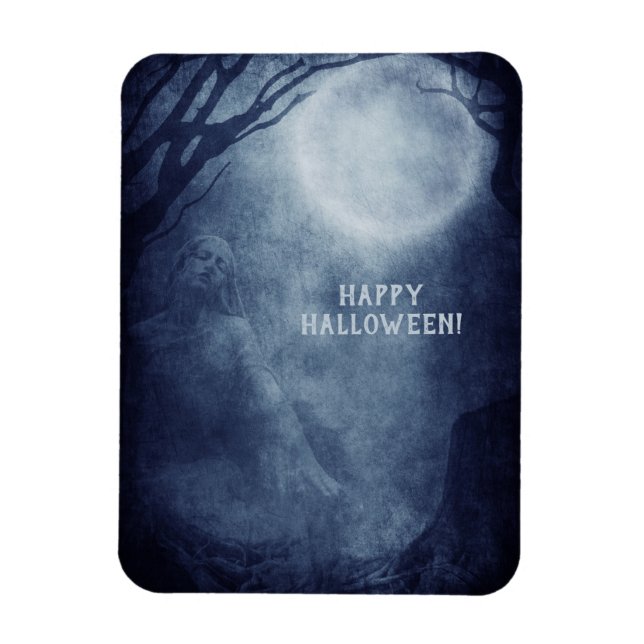 Ímã Fantasma Fantástico de Halloween Lua Cheia à Noite (Vertical)