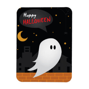 Ímã Fantasma Feliz do Dia das Bruxas na cidade