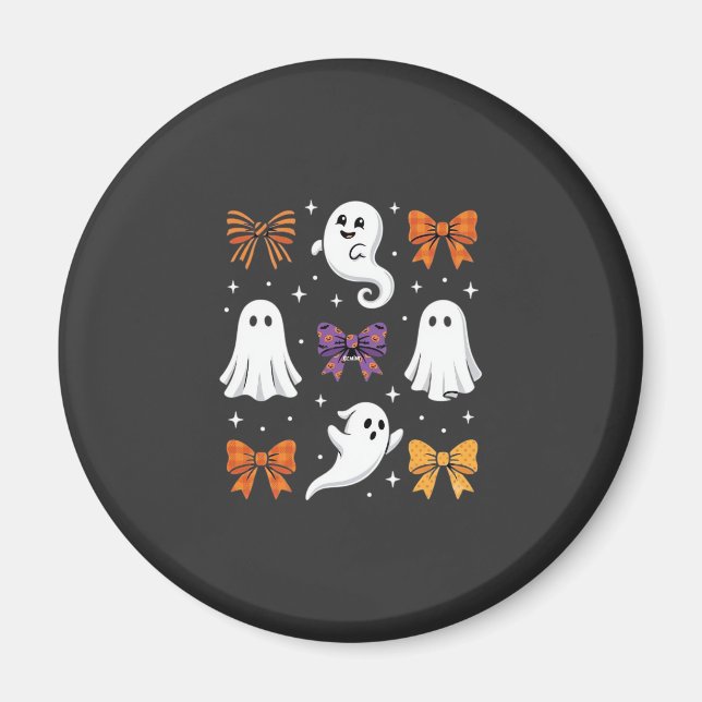 Imã Fantasma Fofo com Laços Design de Halloween_1 (Frente)