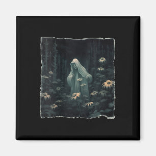 Imã Fantasma Gótico Na Floresta Vintage Floral Ghost H