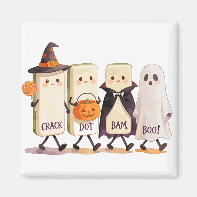 Imã Fantasmagoria de Mahjong de Halloween com Azulejos (Frente)