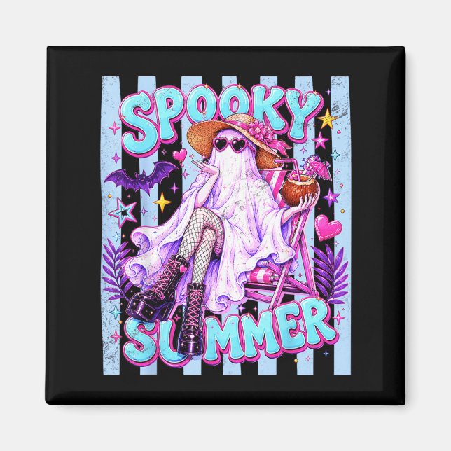 Imã Fantasmagórico Pé Azul Retro de Verão de Halloween (Frente)