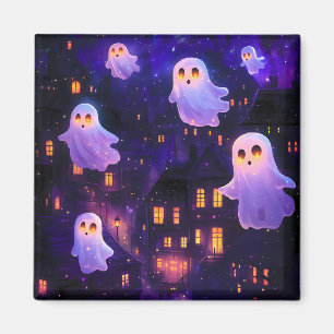 Imã Fantasmas de Voo de Cartoon no Halloween Meia-Noit