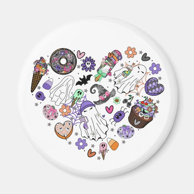 Imã Fantasmas do Halloween e forma do Coração do Pumpk (Frente)
