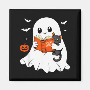 Imã Fantasmas Lendo Livro Gato Preto Fantasia de Hallo