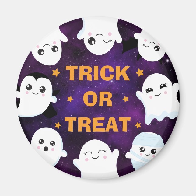 Imã Fantasminhas de Halloween Simpáticos Doces ou Trav (Frente)