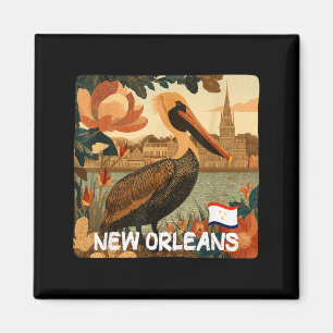 Imã Fantástico Traje Cores de Nova Orleans com Pelican