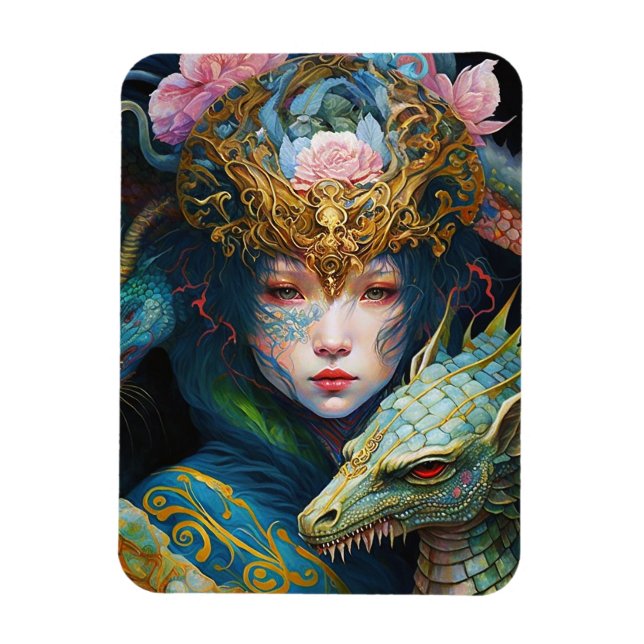 Ímã Fantasy Art Dragon Deusa Rainha Magnet (Vertical)