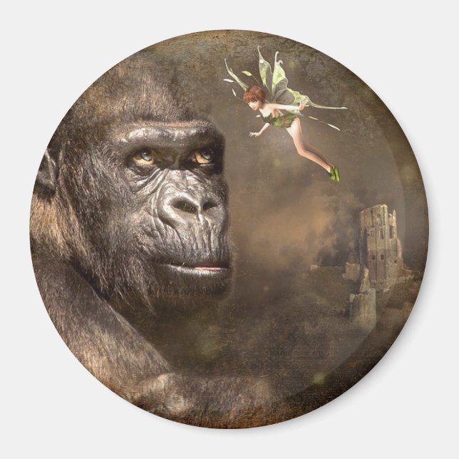 Imã Fantasy Art Gorilla com Fairy Magnet (Frente)