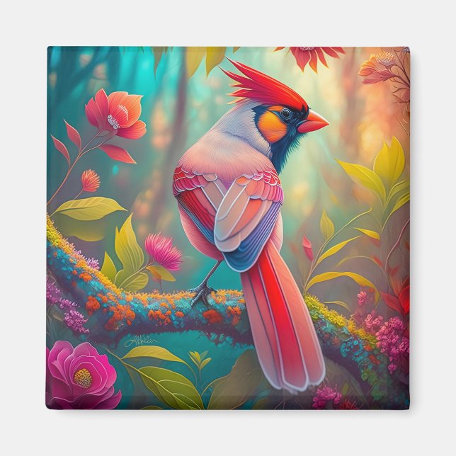 Imã Fantasy Birds Male Cardinal (Frente)