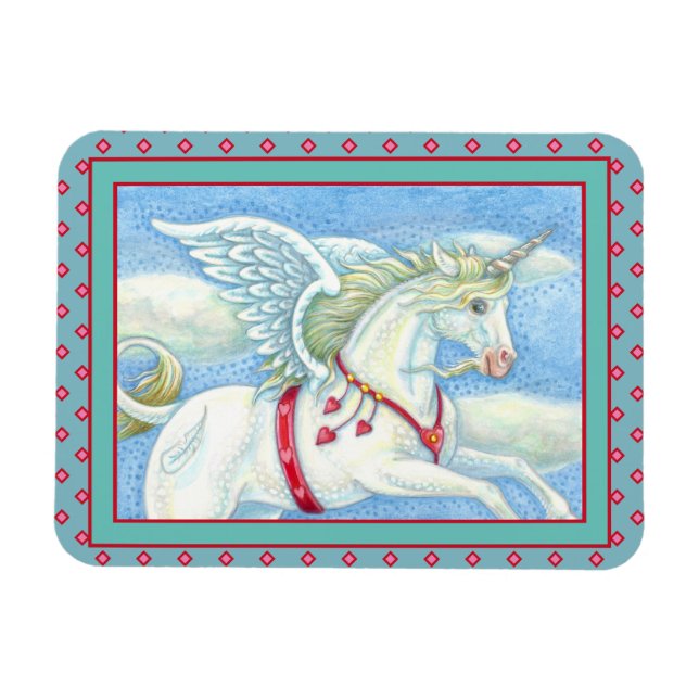 ÍMÃ FANTASY CORAÇÃO BRANCA UNICORN, FANTASY PEGASUS (Horizontal)