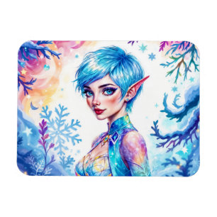 Ímã Fantasy elf de gelo magia de inverno arte em floco