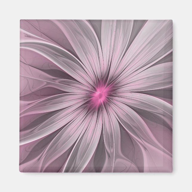 Imã Fantasy Flower Abstrato Plum Floral Arte Fractal (Frente)