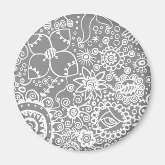 Imã Fantasy Flowers (em Cinzas) Magnet