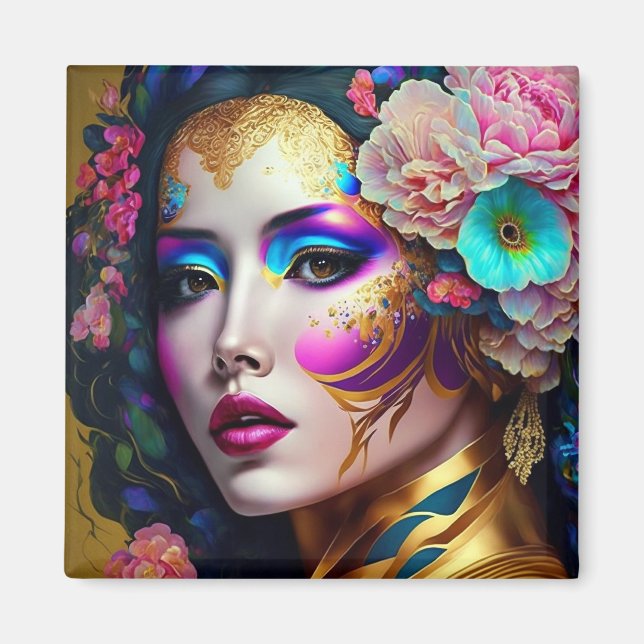 Imã Fantasy Glam Mulher Pop Art (Frente)