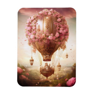 Ímã Fantasy Hot Air Balloon Rosa Dourado