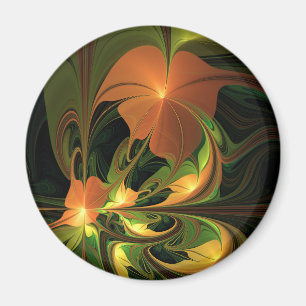 Imã Fantasy Plant Abstrato Green Rust Brown Fractal