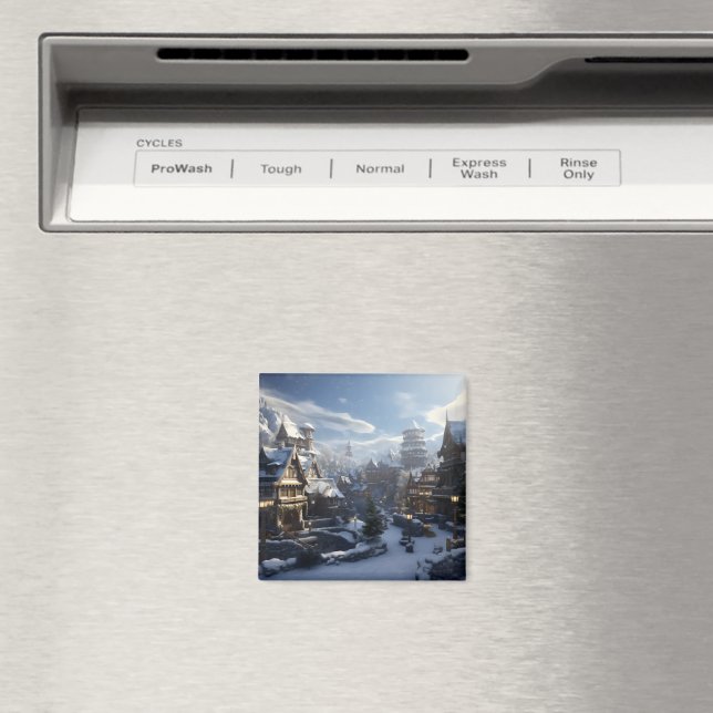 Imã Fantasy Winter Town (In Situ (Dishwasher))