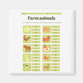 Imã Farm Animals Identification Educational Worksheet