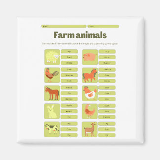Imã Farm Animals Identification Educational Worksheet
