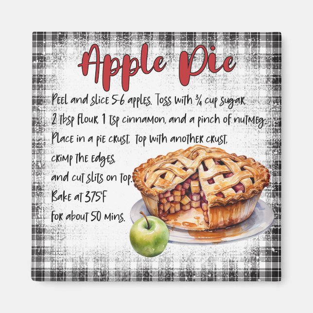 Imã Farmhouse Classic Homemade Apple Pie Recipe Decor (Frente)