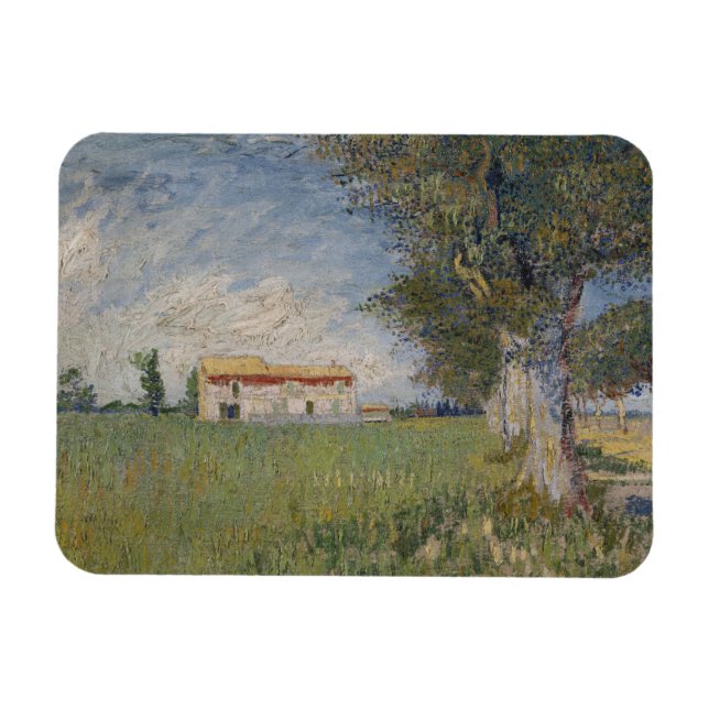 Ímã Farmhouse em um Wheatfield por Vincent Van Gogh (Horizontal)