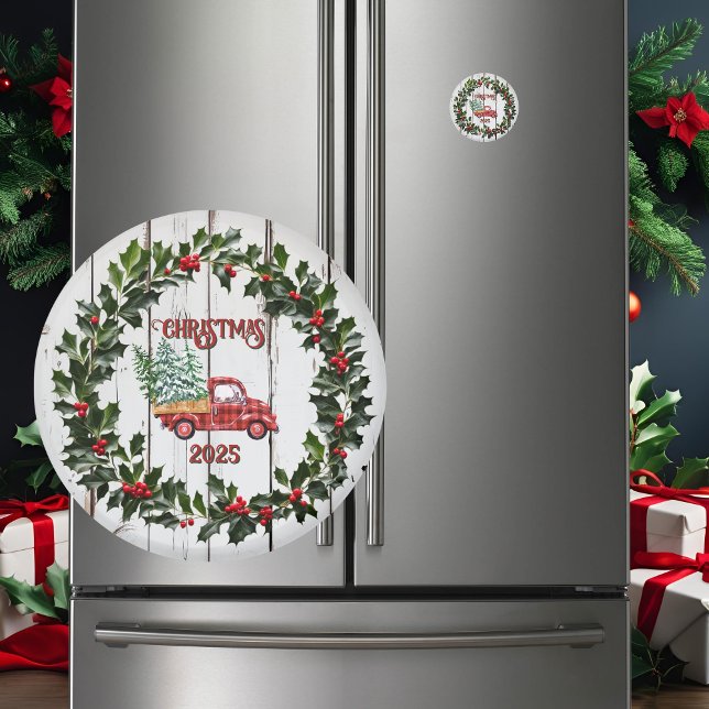 Imã Farmhouse Russo - Caminhão Vermelho de Madeira em  (Criador carregado)