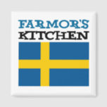 Imã Farmor's Kitchen Featuring The Flag Of Sweden<br><div class="desc">Farmor's Kitchen Featuring The Flag Of Sweden. A great magnet for a Swedish grandmother that loves to cook. A Swedish grandma (Father's Mother) would be proud to display this magnet on her refrigerator. A great gift for a special Farmor.</div>