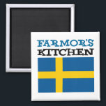 Imã Farmor's Kitchen Featuring The Flag Of Sweden<br><div class="desc">Farmor's Kitchen Featuring The Flag Of Sweden. A great magnet for a Swedish grandmother that loves to cook. A Swedish grandma (Father's Mother) would be proud to display this magnet on her refrigerator. A great gift for a special Farmor.</div>