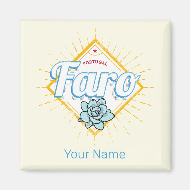 Imã Faro Algarve Portugal Retro Succults Vintage (Frente)