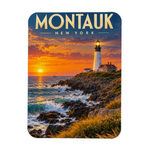 Ímã Faro de Montauk Point ao Pôr do Sol Nova York