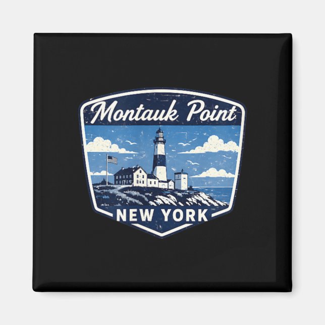 Imã Faro Montauk em Nova York Costa Oceano (Frente)