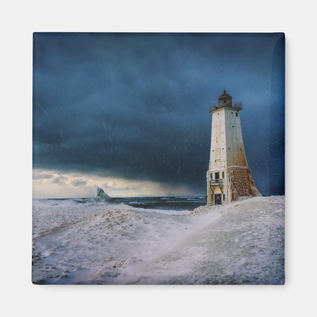 Imã Faróis | Lago Frankfort Lighthouse Michigan (Frente)