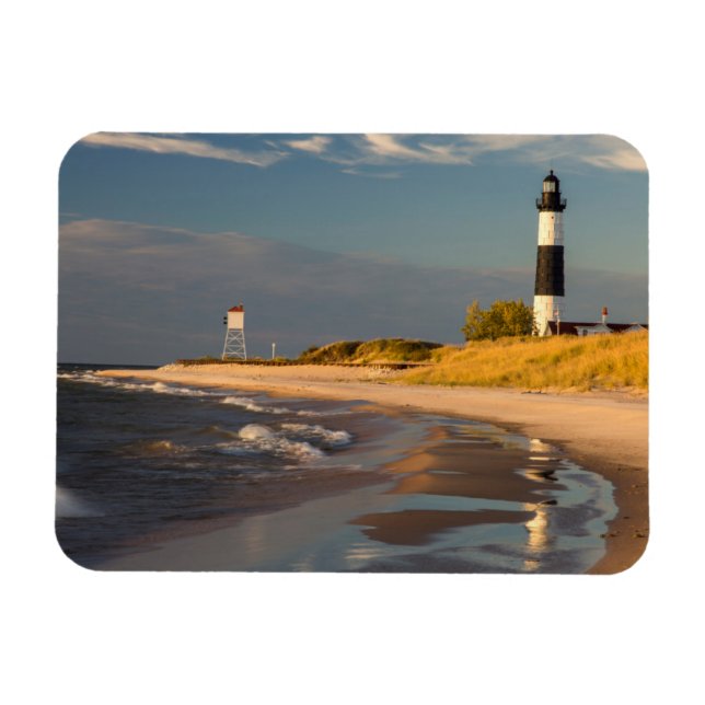 Ímã Farol Big Sable Point no Lago Michigan 2 (Horizontal)