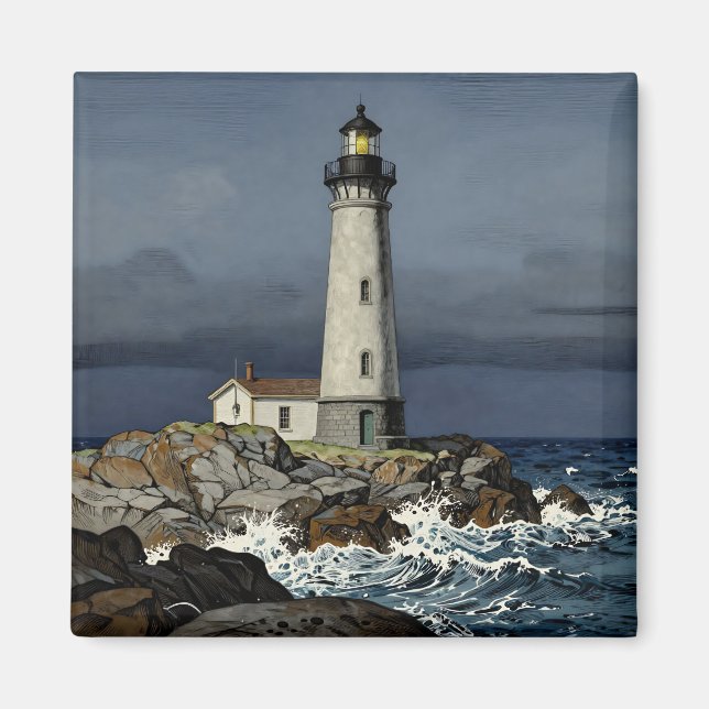 Imã Farol Costeiro em Noite Tempestuosa (Frente)