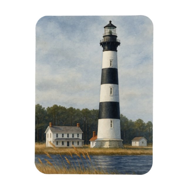 Ímã Farol da Ilha Bodie em Aquarela (Vertical)