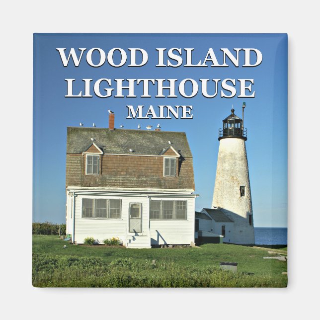 Imã Farol da Ilha da Madeira, Maine Square Magnet (Frente)