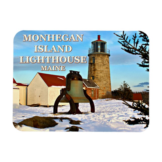 Ímã Farol da Ilha Monhegan, Maine (Horizontal)