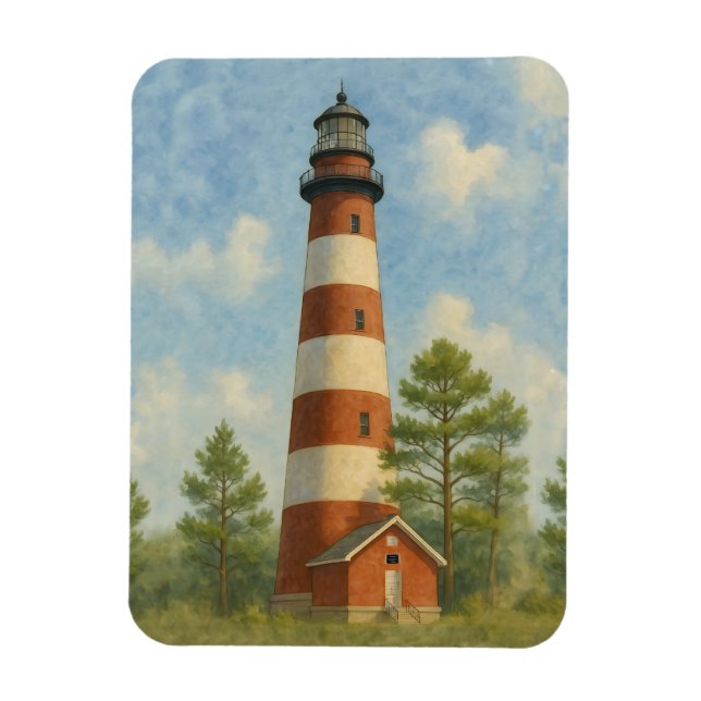 Ímã Farol de Assateague em Aquarela (Vertical)