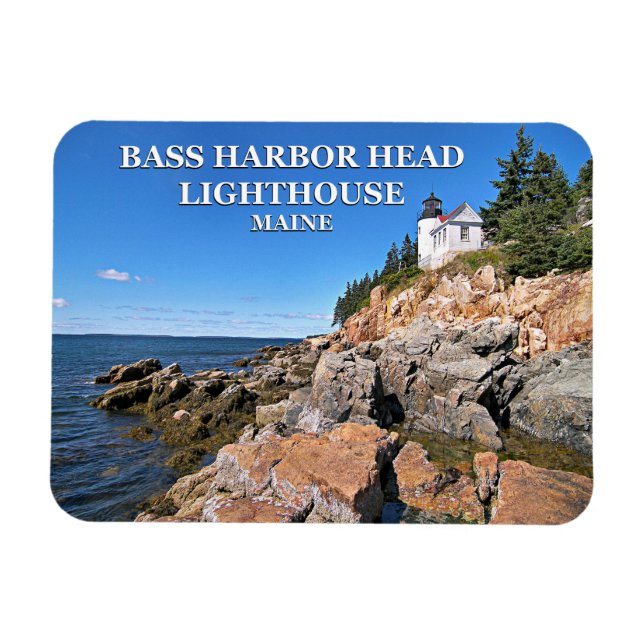 Ímã Farol de Cabeça de Bass Harbor, Maine Photo Magnet (Horizontal)