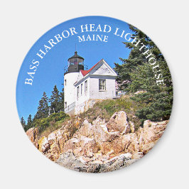 Imã Farol de Cabeça de Bass Harbor, Maine Round Magnet