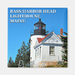 Imã Farol de Cabeça de Bass Harbor, Maine Square Magne