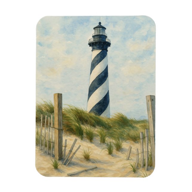 Ímã Farol de Cape Hatteras em Aquarela (Vertical)