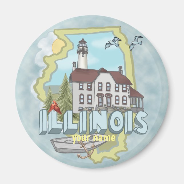 Imã Farol de Illinois (Frente)