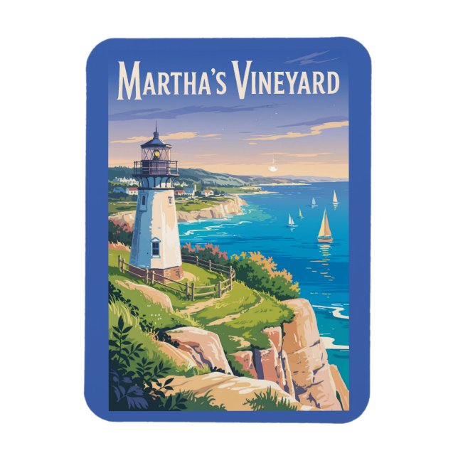 Ímã Farol de Martha's Vineyard Massachusetts Viagens (Vertical)